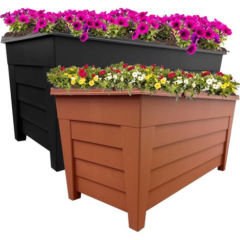 6 x Black 55cm Grosvenor Trough Large Long Flower Planter