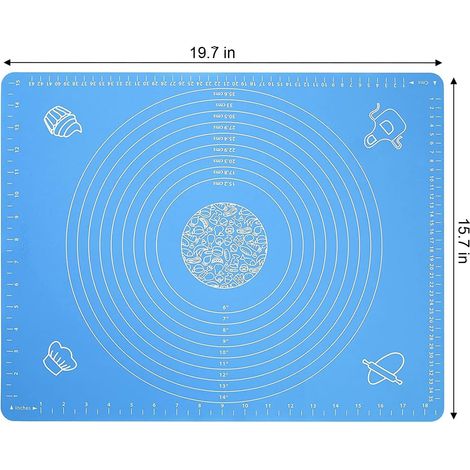 Silicone Baking Mat Non Stick Pastry Rolling Mat with Measurement 40×50cm Food Grade Silicone Dough Rolling Mat, BPA Free (Blue) (1/5)