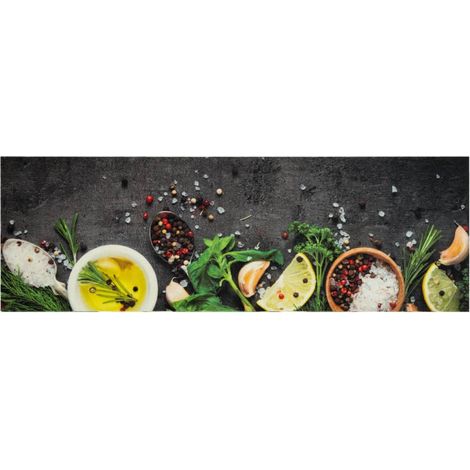 Tapis de cuisine lavable impression d'épices 60x180 cm velours (1/5)