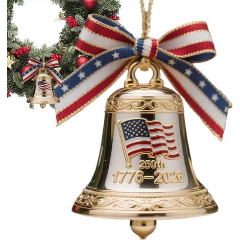 Ornements Cloche Noël Pendentif Cloche Suspendu du 250e Anniversaire de la Ornement commémoratif fondation US Sapin, Cheminée, Fenêtre, Maison, Fête (1/5)