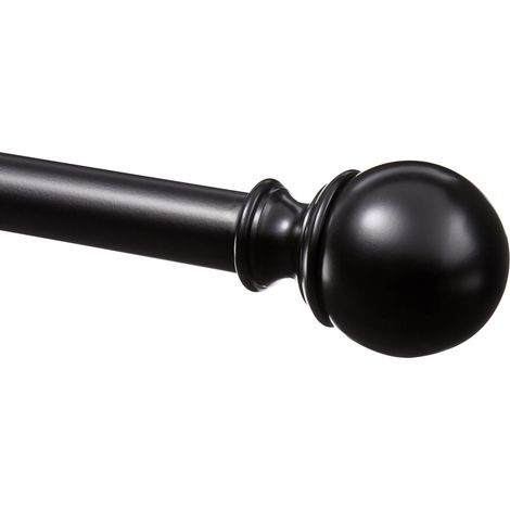 1 Tringle à rideau, diamètre 19 mm, extensible 183-366 cm, noir, avec embouts boule, supports muraux inclus, pour salon chambre
