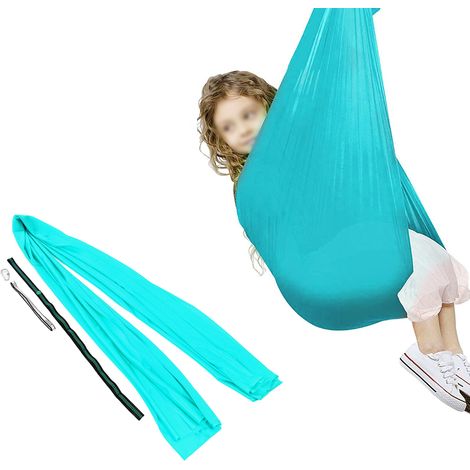 Hamac élastique pour enfants, balançoire d'intérieur et d'extérieur, hamac sensoriel pour enfants, bleu clair (1/5)