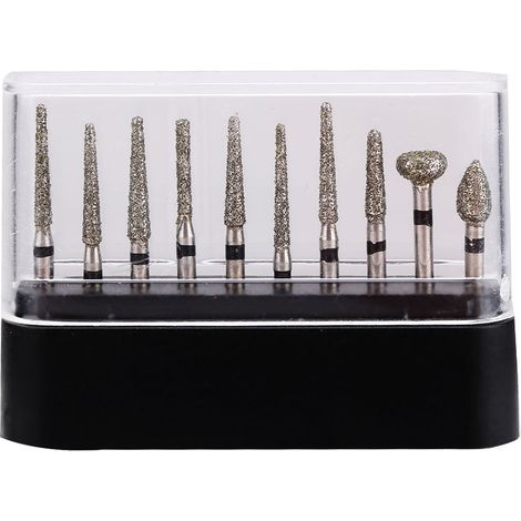 10pcs/set Dental Diamond Burs FG 1.6mm High Speed Handpiece Emery Bits (1/5)