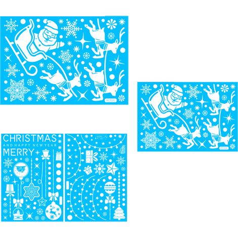 Autocollant Fenêtre Noël - Flocon De Neige Renne Père Noël Elfe - Réutilisable Pour Vitre Miroir Surface Lisse - 24 Pièces (1/5)