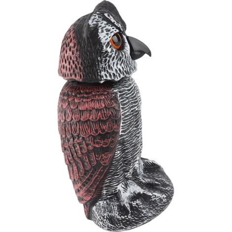 Leurre de hibou à tête branlante en plastique pour effrayer les oiseaux - Épouvantail - Faux hibou décoratif pour jardin extérieur (1/5)
