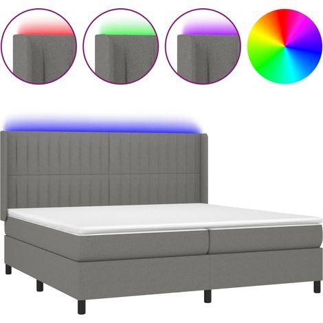 Maison Exclusive - Boxspringbett mit Matratze & LED Dunkelgrau 20
