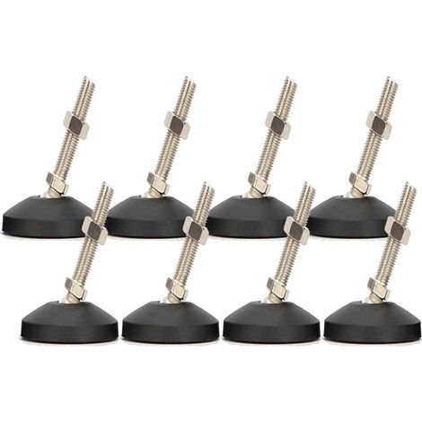 Pied Réglable, Pieds de Nivellement en Acier Inoxydable à Toute épreuve 8 pièces M8 x 30mm Antidérapant Vis de Réglage Angle avec écrou en T pour Meubles