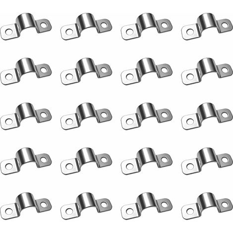 20 Pièces Colliers de Serrage 2 Trous collier durite essence Acier inoxydable, Colliers Métalliques en U à 2 Trous en Acier Inoxydable 304, Fixation de Tuyau pour Durite, Tube PVC, Câble et Conduit (1/5)