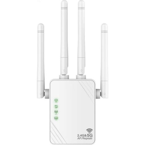 Répéteur WiFi, 1200Mbps Double Bande 2.4G/5G Extension WiFI, 4 Antenne Amplificateur WiFI, Internet Enhancer pour Le Bureau et la Maison (1/5)