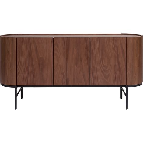 Aparador con 3 puertas de nogal oscuro y metal negro 160 cm SKYE (1/4)
