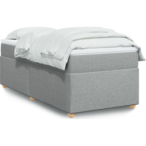 Boxspringbett mit Matratze Hellgrau 80x200 cm Stoff