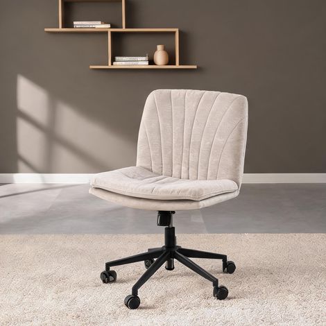 Chaise de bureau beige en chenilla 67 x 62 x 93 cm (1/5)