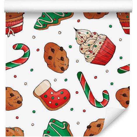 Papier peint « Bonbons de Noël » pour salon et chambre 50x1000 cm (1/5)