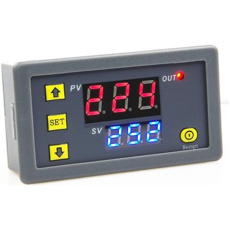 Interruptor de relé de 1500 W CC 12 V – placa de relé digital, doble LED (rojo + azul), temporizador de encendido/apagado (1/4)