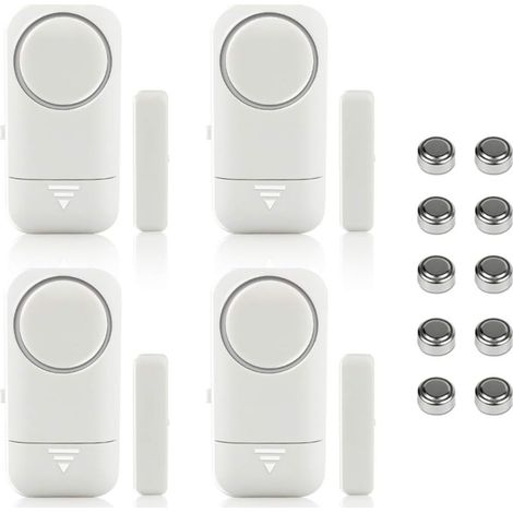 4er-Pack kabellose magnetische Tür- und Fenstersensoren für Heimüberwachungssysteme, Kindersicherung – Einbruchmelder & Alarmanlage, 120-dB-Sirene mit Batterie