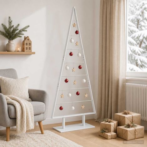 vidaXL Árbol de Navidad de metal KUOPIO 150 cm Acero Blanco (1/5)