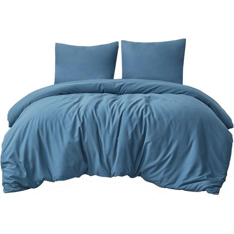 Bettwäsche 220x240 Mikrofaser 3tlg 220x240cm+2x 80x80cm 05 - Denimblau (1/5)