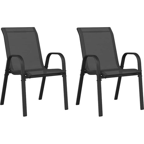 Maison Exclusive - Stapelbare Gartenstühle 2 Stk. Schwarz Textile (1/5)