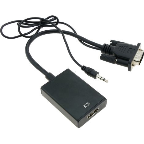 BeMatik - Adaptateur convertisseur VGA vers HDMI avec audio et alimentation USB (1/5)