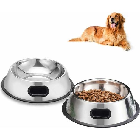 Filiyano-2 grands bols pour chiens avec pieds en caoutchouc antidérapants en acier inoxydable, bols de taille moyenne pour l'eau et la nourriture (1/5)