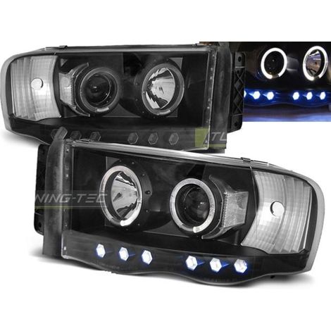 Paire de feux phares Dodge Ram 02-06 angel eyes noir-27361277 (1/2)