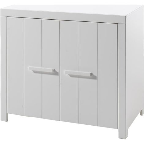 Commode Enfant en Bois 2 Portes "Erik" 100cm Blanc (1/2)