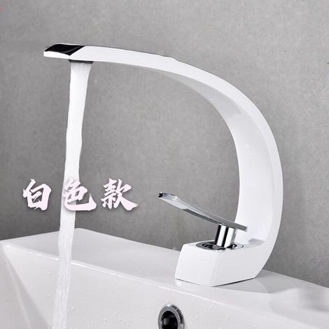 Waschbecken aus Messing mit Warm- und Kaltwasserhahn, kreatives Badezimmerwaschbecken im europäischen Stil, Waschtisch, Einlochbecken, Handwaschbecken – Sonderanfertigung in Weiß