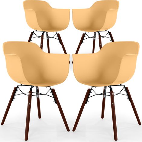 Sedie da Pranzo - Design Scandinavo - Gambe in Legno Scuro - Set di 4 - Nordika