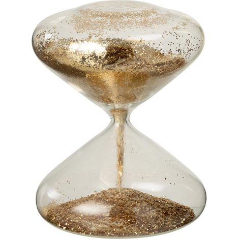 Sablier Déco en Verre "Paillettes" 18cm Doré (1/2)