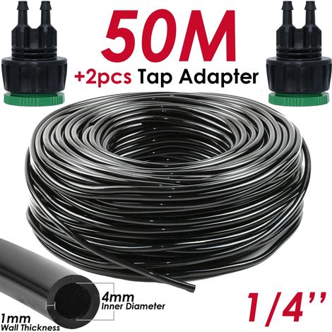 (SPL11-KIT09-50M-1/4'') Tuyau d'arrosage de jardin 1/4 pouce (4/7 mm) en PVC pour micro-irrigation goutte à goutte, balcon, pelouse et serre. (1/5)
