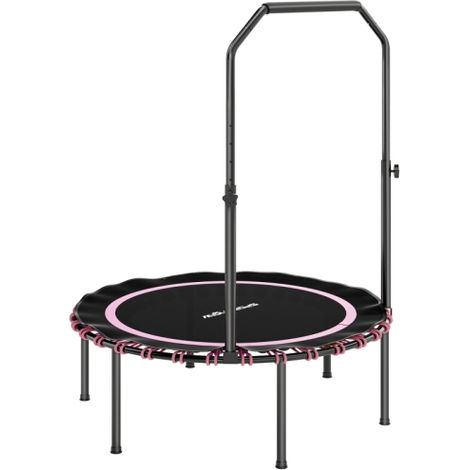 40" Foldable Fitness Trampoline with Handle for Rebounding Exercise - Pink Color (1/5)