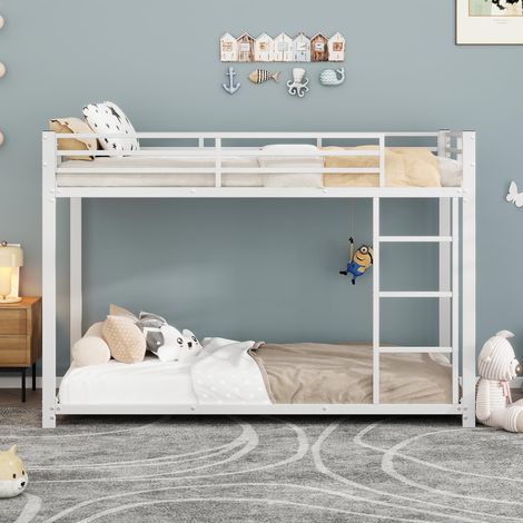 Lits pour enfants 90200, lits superposés, lits en fer, lits superposés classiques en fer, blancs, avec sommier à lattes de haute qualité (1/5)