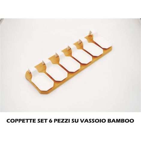 Vassoio in Legno con 6 Pezzi Ciotoline Antipastiera Antipasti in Ceramica