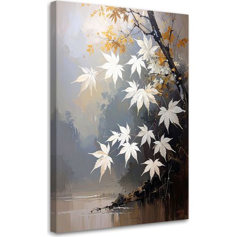 Quadro su tela Foglie di acero bianco-beige 20x30 (1/5)