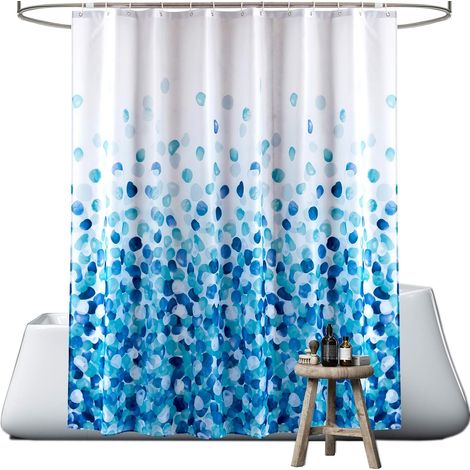 Rideau de douche imperméable à fleurs bleues, fabriqué par P (1/5)