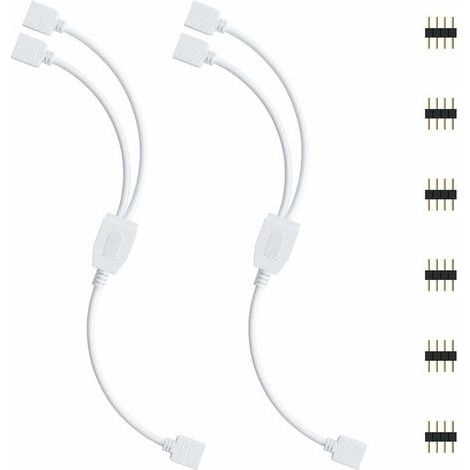 Kit de connecteurs pour ruban LED, 2pcs Séparateur de Bande LED 4 Broches 1 à 2 Câble Diviseur Connecteur à 4 Broches pour ruban LED RVB 5050 3528 2835 Accessoires de DIY (1/5)