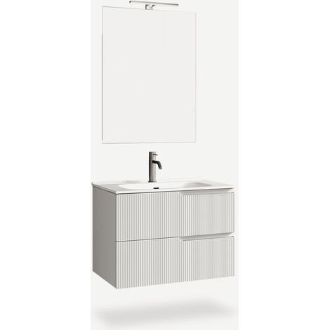Hängender Badezimmer-Waschtischunterschrank mit Spiegel und Waschbecken Venere - Weiß
