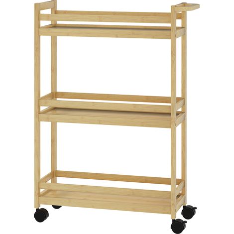Porte-objets salle de bain 3 niveaux en bambou 55x20x75 cm bois