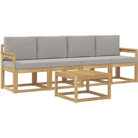 Ensemble de canapés d'extérieur 5 pc Blanc et gris clair vidaXL