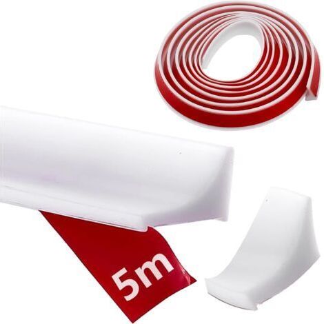Barriere de Douche 500 cm, Barriere de Douche Silicone Seuil de Douche Barrage D'eau Barrière de Douche Pliable pour Baignoire Coins Évier (Blanc) (1/5)