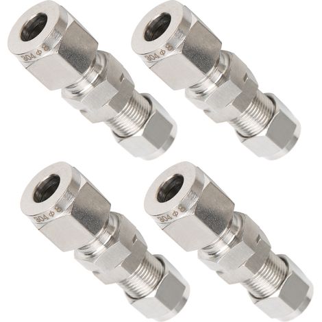 Raccord de compression à virole 4 pièces, connecteur droit à 2 points de contact pour cloison, acier inoxydable 304, Ф8x5 (1/5)