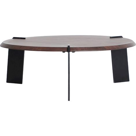 Table basse contemporaine en bois d'acacia et métal noir - Bois d'acacia marron et métal noir (1/5)