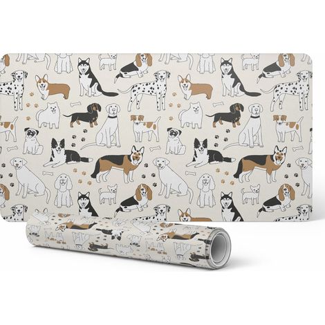 Alfombrilla de escritorio moderna con estampado original de perros, 90x45 cm.