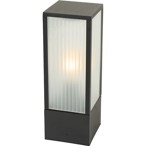 Standing Outdoor Lamp Black with Ribbed Glass 40 cm IP44 - Charlois