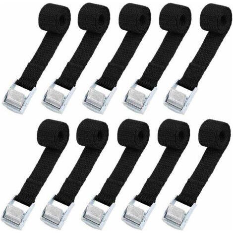 QORVA
-10pcs Sangle d'arrimage 39CM Kit de Fixation pour Moto/ Voiture/ Porte Vélo Sangle de Serrage Charge Maximale 500 kg - Noir,de