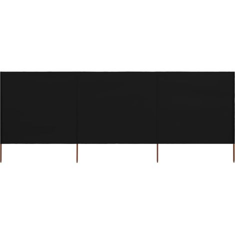 Vidaxl – Paravent pliable 3 panneaux en tissu non tissé 400 x 160 cm – Couleur noire – Poteaux en bois pour durabilité – Assemblage requis (1/6)