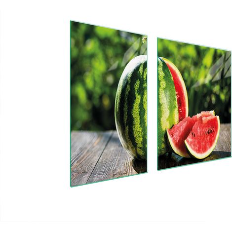 ASSIETTE EN VERRE et PLANCHE À DÉCOUPER 100x52 PASTÈQUE (1/5)