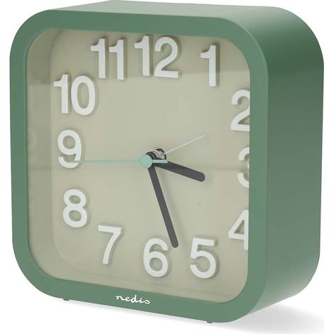 Sveglia analogica da tavolo, silenziosa, con funzione snooze, verde (1/5)