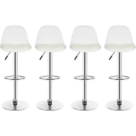 Taburetes de bar, 4 taburetes de barra y de cocina con silla giratoria de altura ajustable, blanco