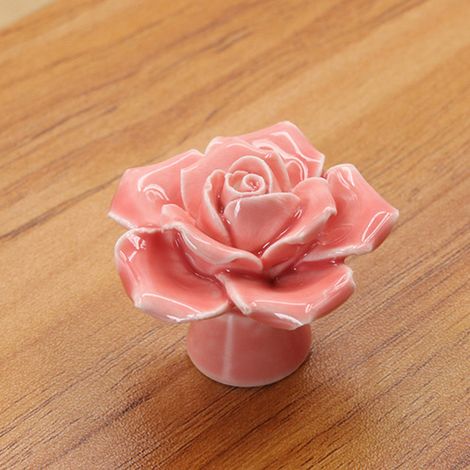 Poignée de meuble en céramique rose, bouton de porte tiroir placard armoire, poignée de tirage quincaillerie (Rose)